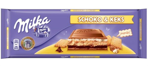 Шоколадная плитка Milka Choco & Biscuit MAX (С печеньем) 300 гр (12)