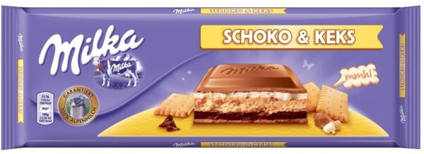 Шоколадная плитка Milka Choco & Biscuit MAX (С печеньем) 300 гр (12)