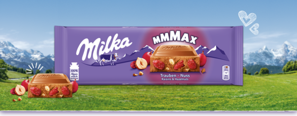 Шоколадная плитка Milka Raisins & Hazelnuts (Изюм и Фундук) 270 гр (15)