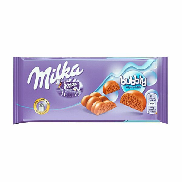 Шоколадная плитка Milka Bubbly 90 гр (14)