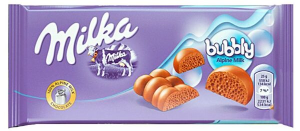Шоколадная плитка Milka Bubbly 90 гр (14)
