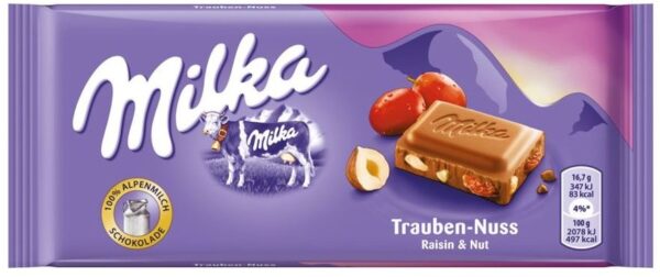 Шоколадная плитка Milka Raisin & Nut 100 гр (22)