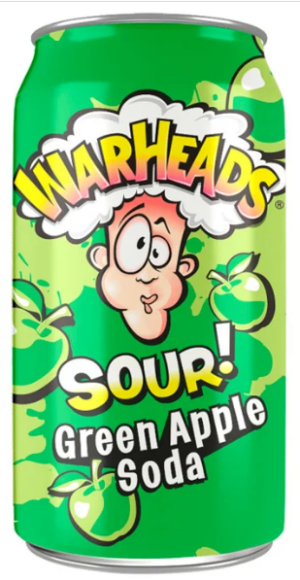 Газированный напиток Warheads Sour Green Apple (Кислое Зеленое Яблоко) 355 мл (12) США Напиток б/а газированый Warheads Кислое Зеленое Яблоко 355 мл