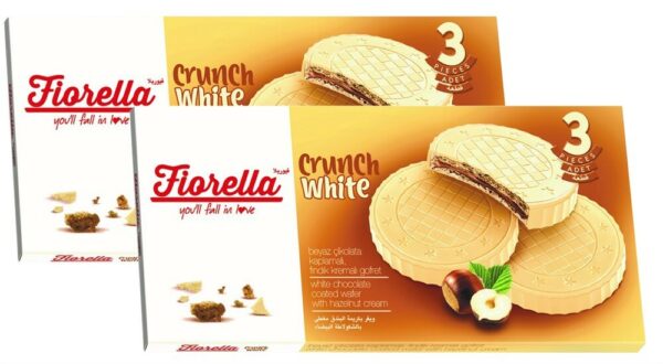 Вафли Фиорелла Кранчи в белом шоколаде с лесными орехами 60г (24)