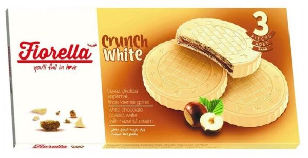 Вафли Фиорелла Кранчи в белом шоколаде с лесными орехами 60г (24)