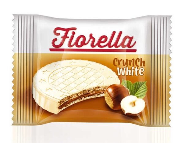 Вафли Фиорелла Кранчи в белом шоколаде лесными орехами 20гр (24)