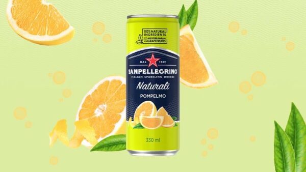 Газированный напиток Санпеллегрино Натурали с соком лимона и мятой. Объем 330мл