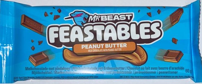 Шоколадная плитка Mr Beast Молочный шоколад с арахисовым маслом 60г (10)