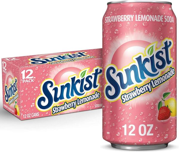 Газированный напиток Sunkist Strawberry lemonade клубничный лимонад 355мл (12) Америка