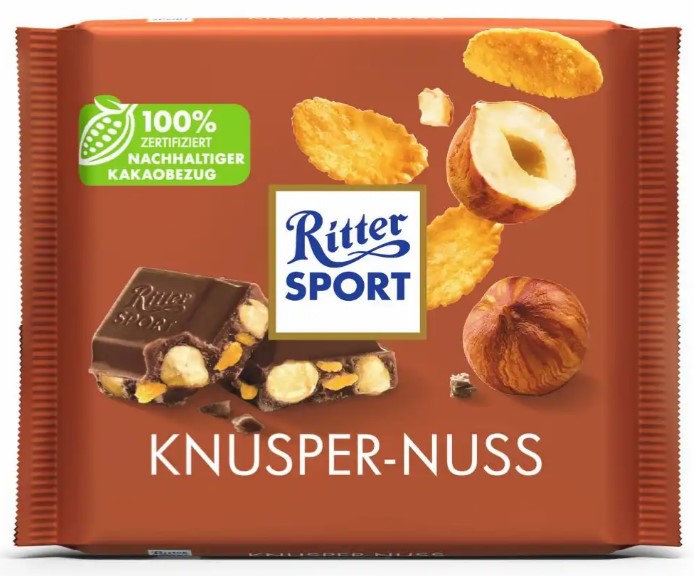 Риттер спорт Knusper Nuss(Фундук и Кукурузные хлопья)100гр(10) Риттер спорт Knusper Nuss(Фундук и Кукурузные хлопья)100гр(10)