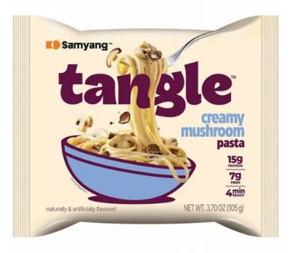 Паста TANGLE со сливочным соусом и грибами, 105г, м/у, 1/20, Самянг, Корея
