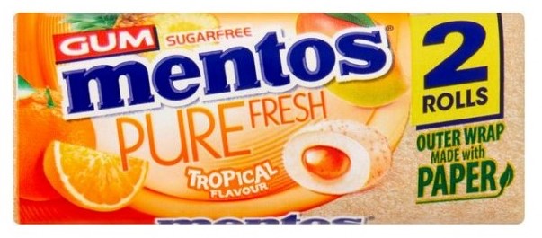 Mentos Pure Fresh Duo Tropical (Жев.резинка Ментос Тропический) 30г (12)*6