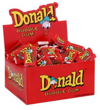 Жев.резинка Donald BUBBLE GUM 4,5гр, (100шт) Жев.резинка Donald BUBBLE GUM 4,5гр, (100шт)