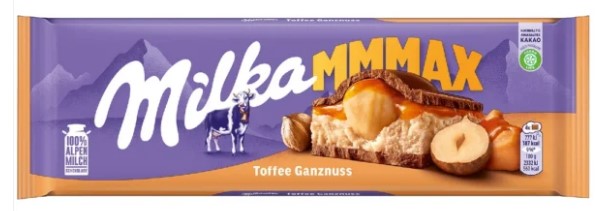 Шоколадная плитка Milka MMMAX Toffee Hazelnut (Макс Карамель Фундук) 300г (12) Шоколадная плитка Milka MMMAX Toffee Hazelnut (Макс Карамель Фундук) 300г (12)